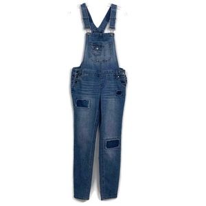 Blue Spice blue denim overalls patchwork
